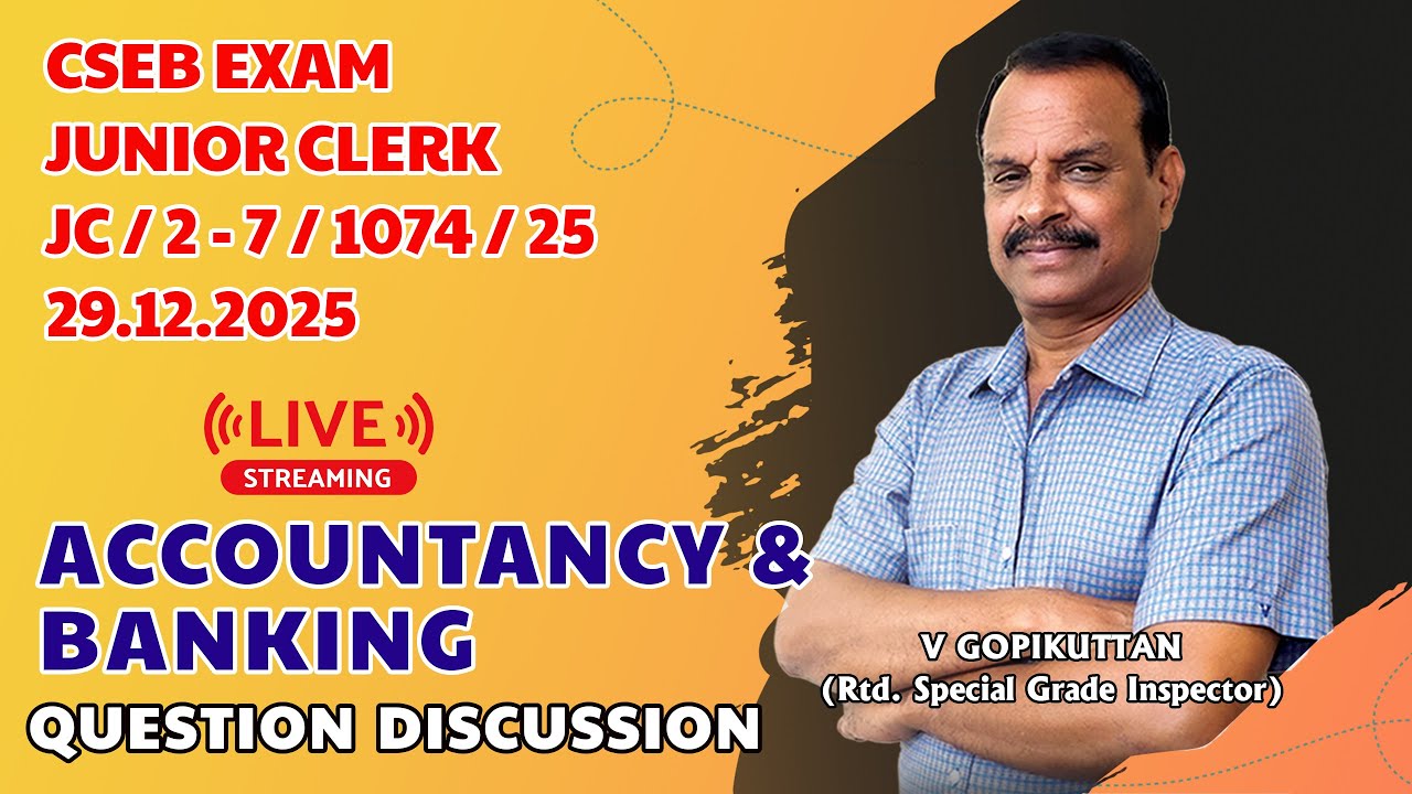 CSEB Exam Junior Clerk  29.12.2025    JC / 2 - 7 / 1074 / 25 question paper discussion