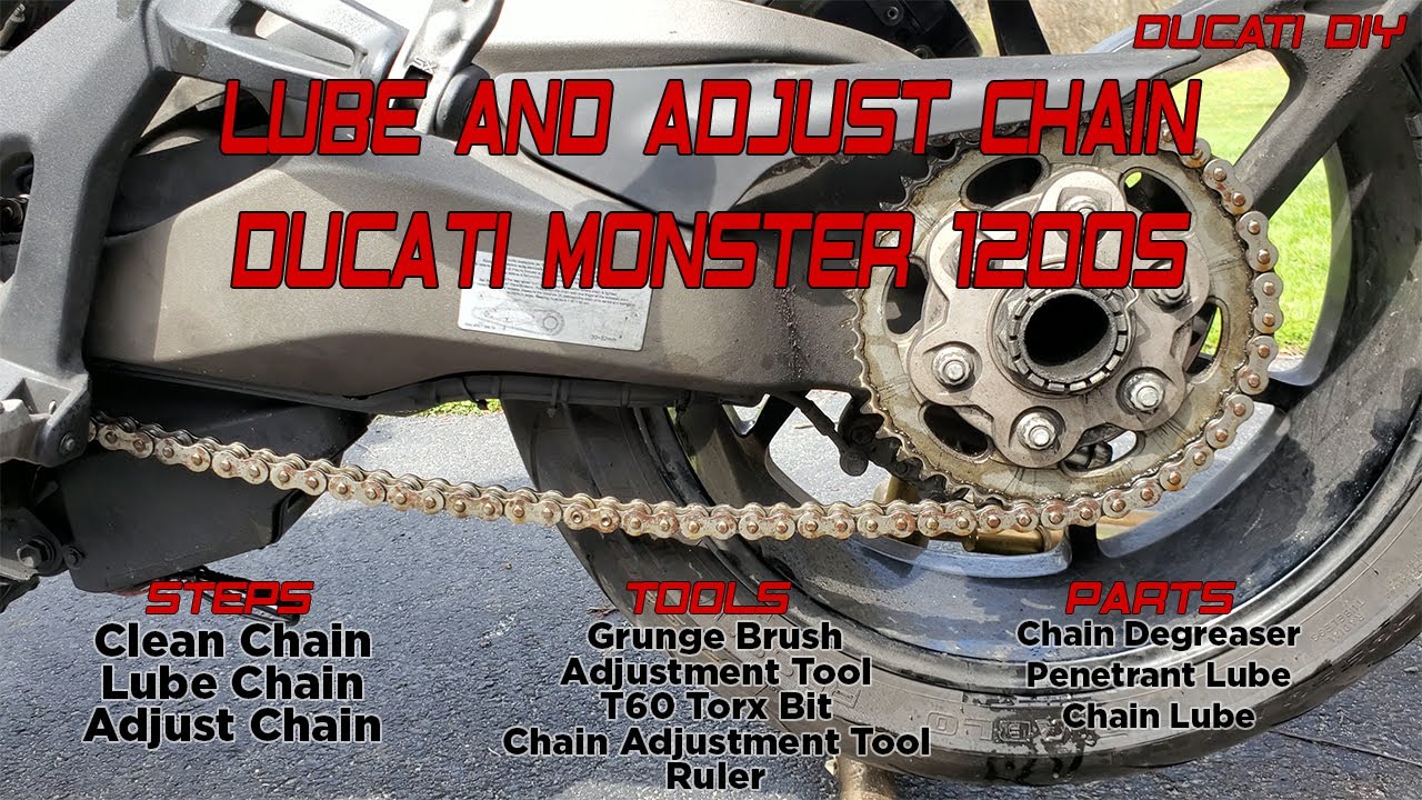 Clean, Lubricate, and Adjust Chain on Ducati Monster 1200