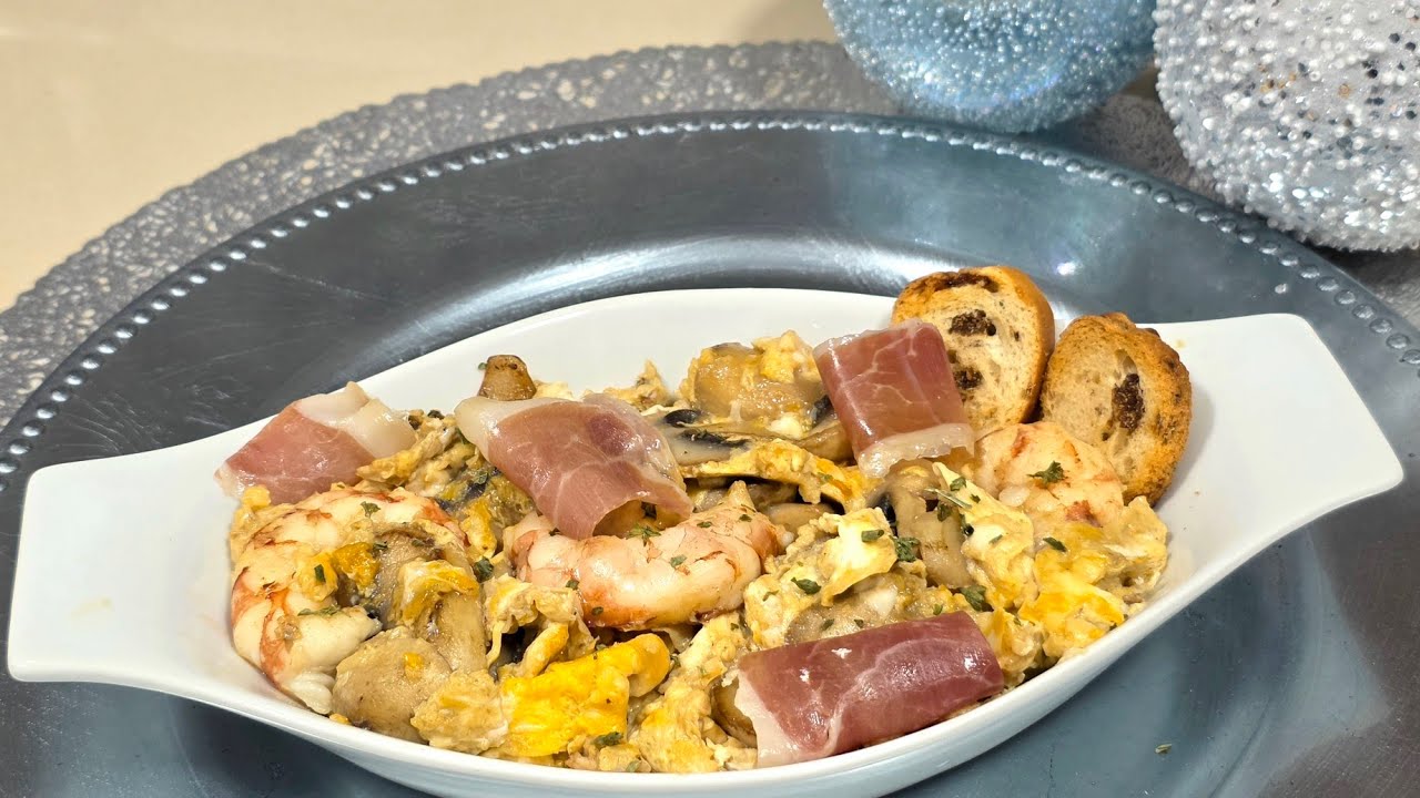 🎄Revuelto de gambones 🦐 champiñones y jamón 👌 // BEATRIZ COCINA 