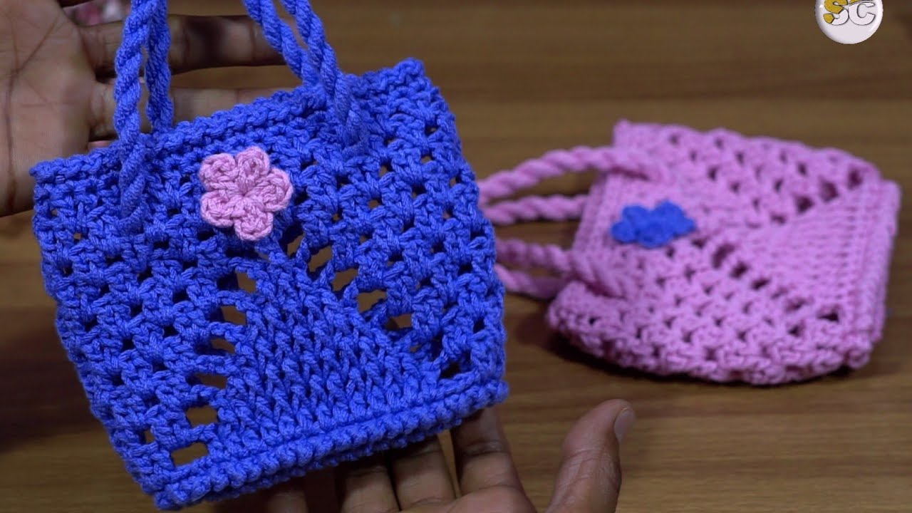 Knitting bag 👜 design for beginners #woolen crochet purse making #easy project #&ouml;rg&uuml; model