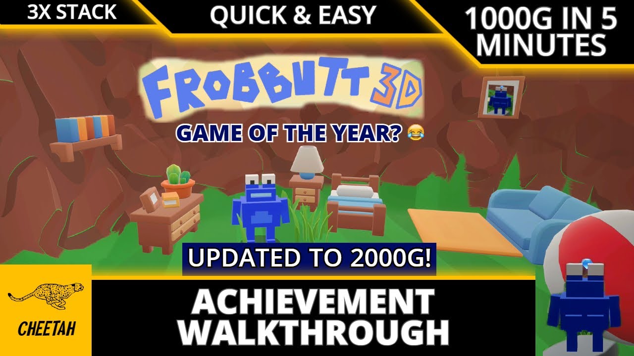 Frobbutt 3D — ОБНОВЛЕНО ДО 2000G! Прохождение достижения (1000G ЗА 5 МИНУТ) ОЧЕНЬ ПРОСТОЙ СТАК 6000G