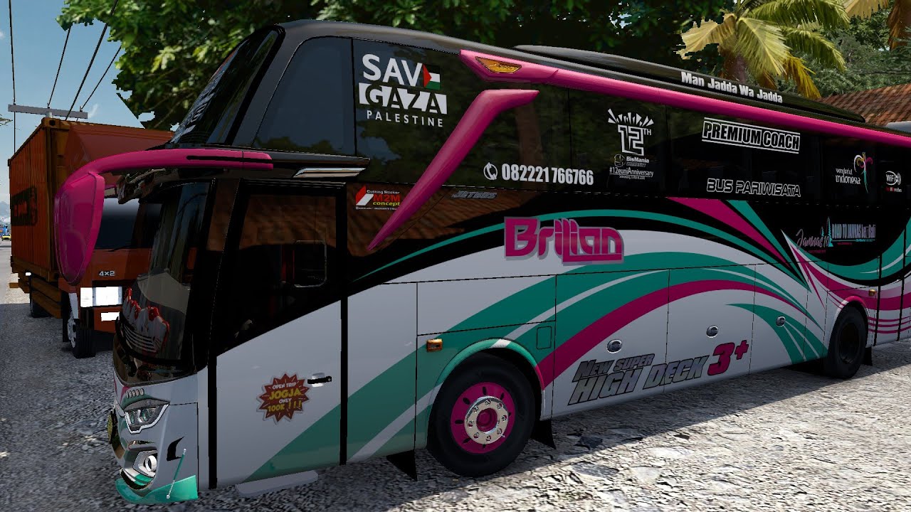 ETS2 MOD BUS BRILIAN ADIPUTRO JETBUS 3+ SHD VALENT ALIF - MAP LAMPUNG