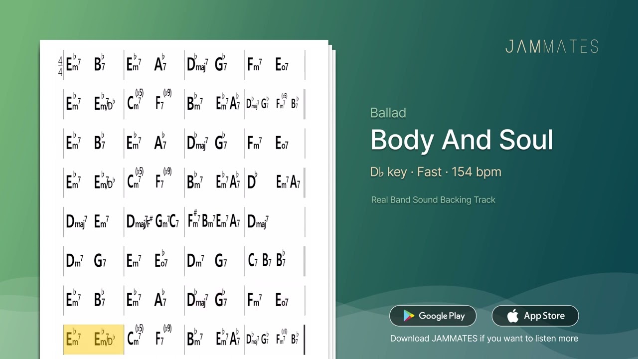 [JAZZ STANDARD] Body And Soul (D♭, 154bpm, Ballad) I Jazz Backing Track