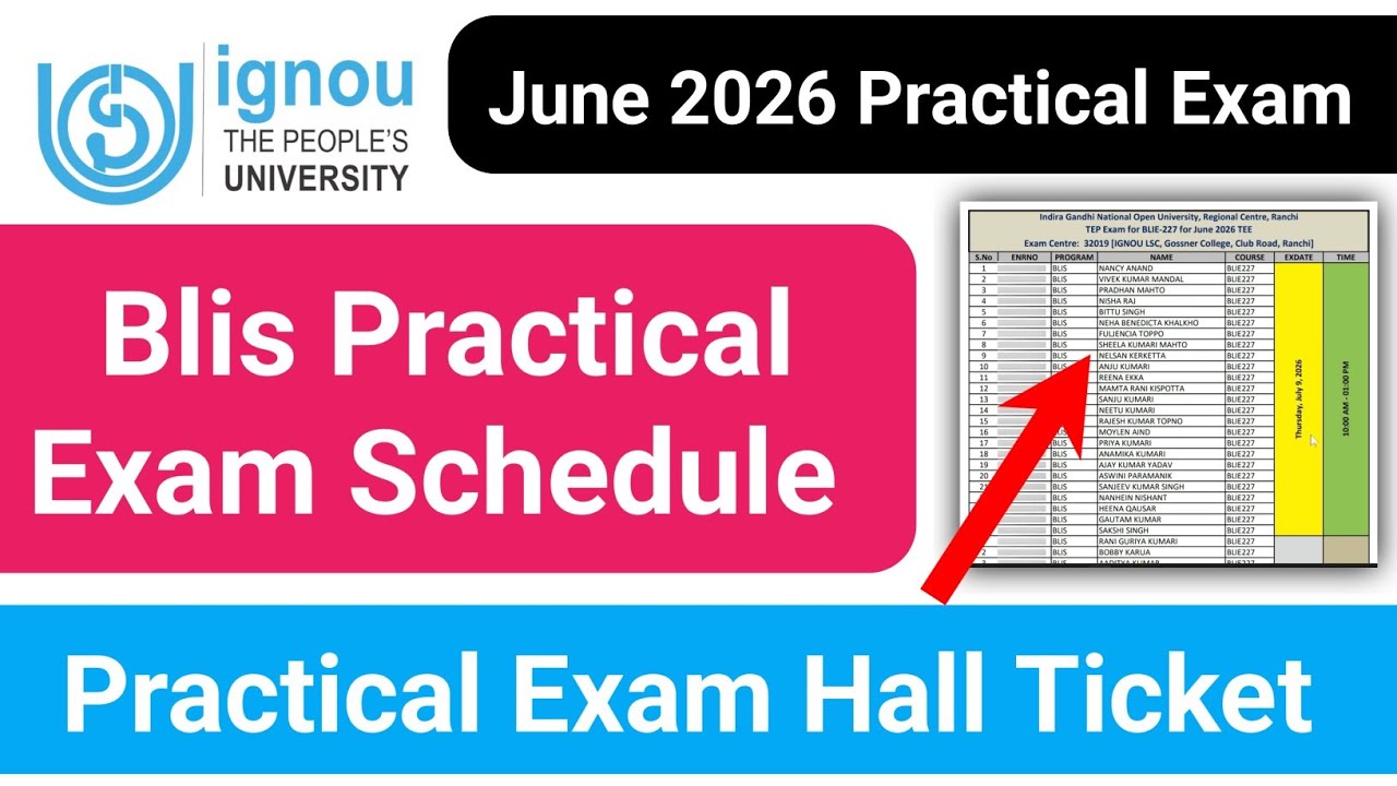 IGNOU Blis Practical Exam Schedule | IGNOU Practical Exam Date Sheet | IGNOU Exam Update