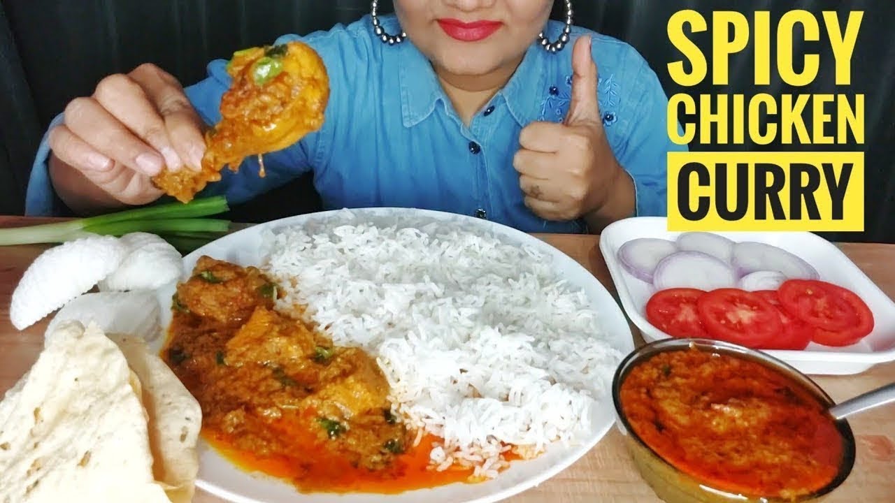 INDIAN MUKBANG 🇮🇳 EATING CHICKEN CURRY WITH RICE || @Kiafoodie23  #asmr #food 