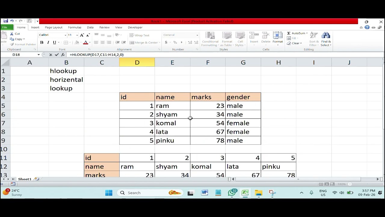 how to use Hlookup function and convert date transpose or flip  ? #excel #exceltutorial #viral