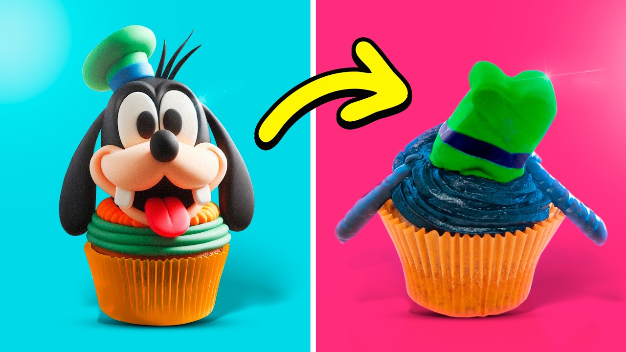 DESAFIO DIY ✨ CUPCAKES DA DISNEY 😍 Fui desafiada a criar cupcakes da Disney de forma F&aacute;cil