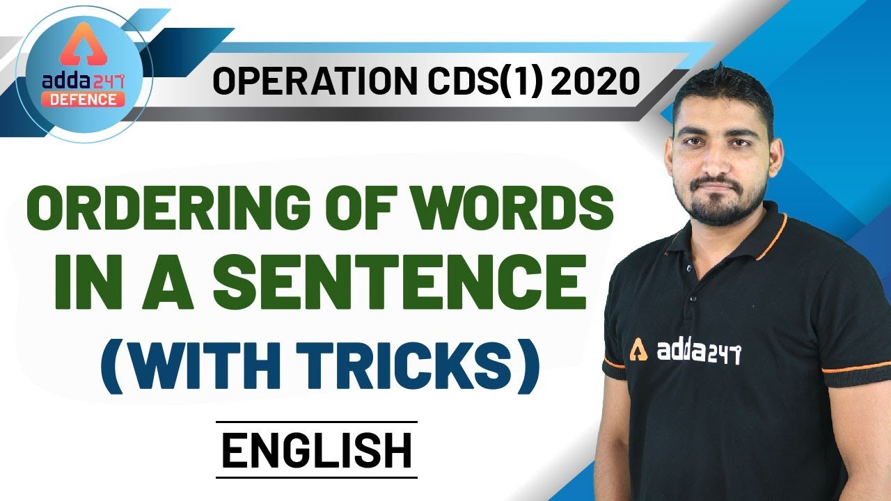 CDS Exam Preparation | English | Ordering of Words in a Sentence With Tricks