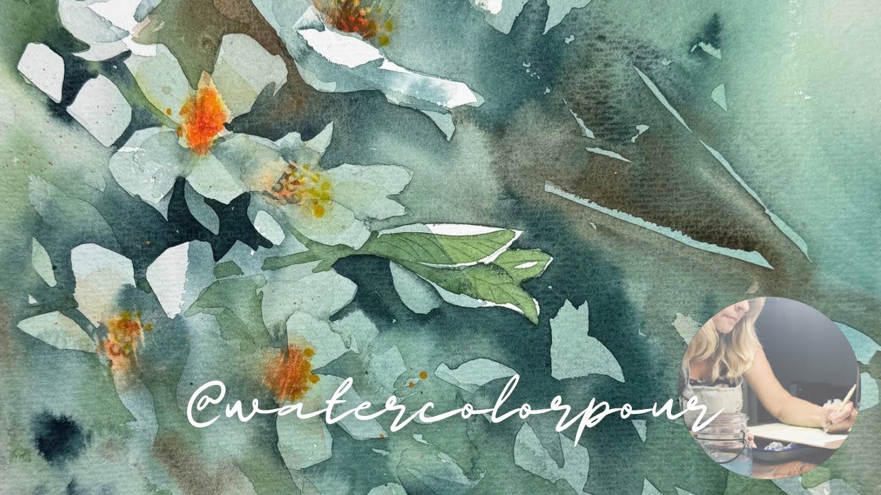 Relaxing Watercolor Florals : Watercolor Pouring and Negative Painting