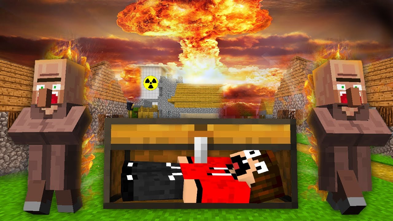CZY PRZETRWAM  WEWNĄTRZ KLATKI PRZECIWKO WYBUCHOWI BOMBY JĄDROWEJ w Minecraft TAJNA BAZA W SKRZYNI