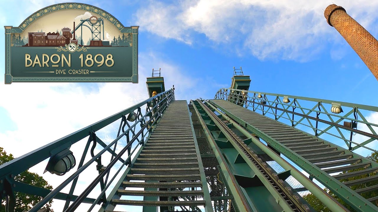 Baron 1898 Dive Coaster 4K Front Seat POV - Efteling