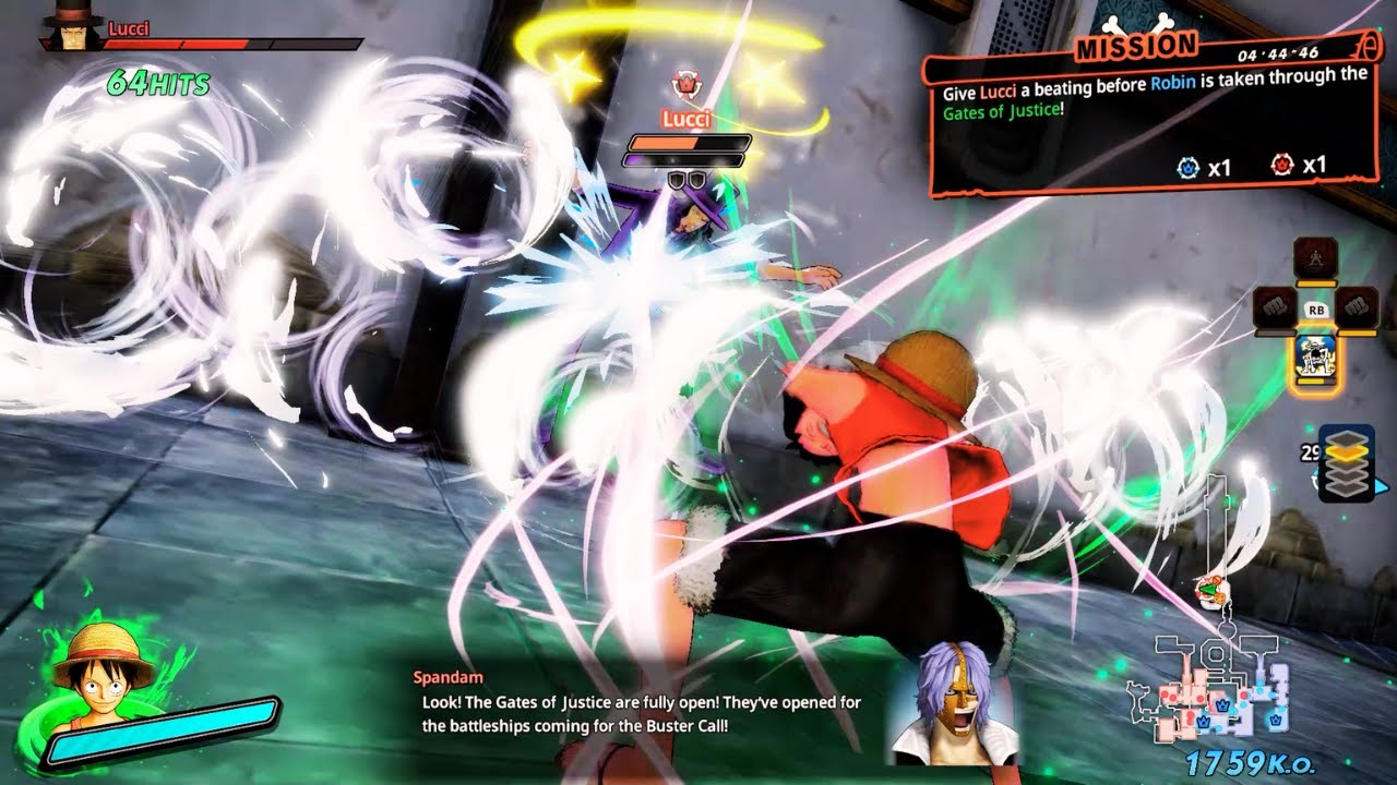 LUFFY GEAR 2 VS ROB LUCCI | One Piece Pirate Warriors 4