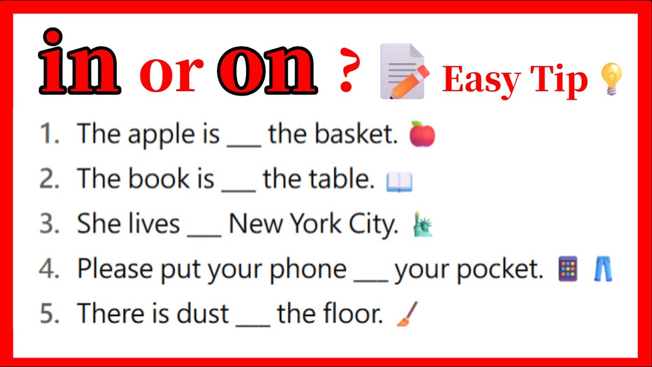 IN or On ?📝English Lesson & Tips💡15 Grammar Test for English Learners ~English Preposition