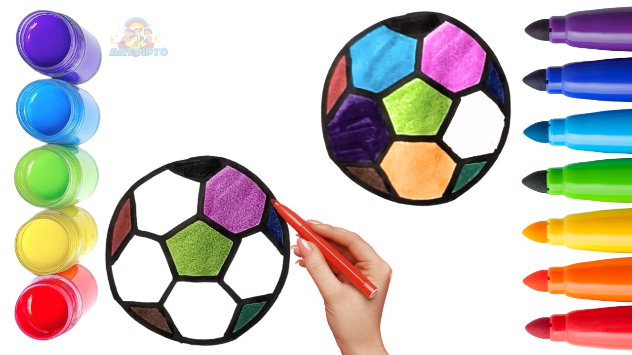 How To Draw cute Football Drawing, Painting & Coloring For Kids and Toddlers_ Child Art 🐋🌈🎨