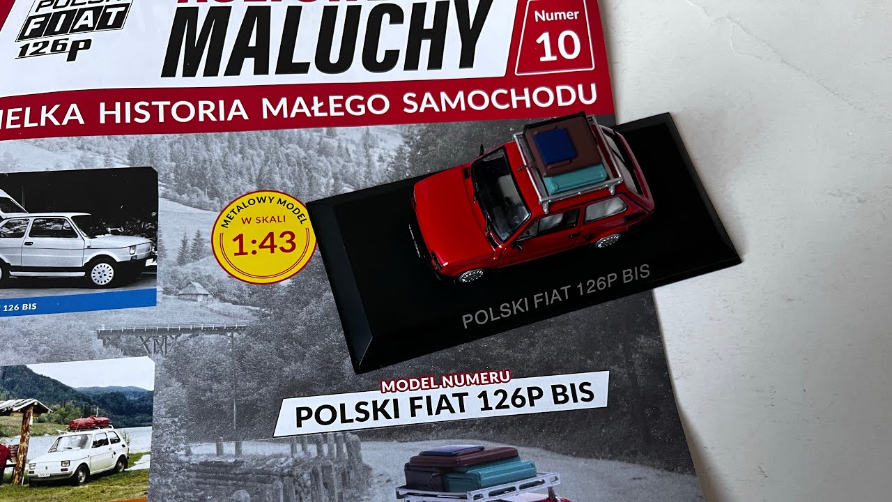 Polski Fiat 126P BIS z walizkami Kultowe Maluchy 1/43 diecast model Hachette 
