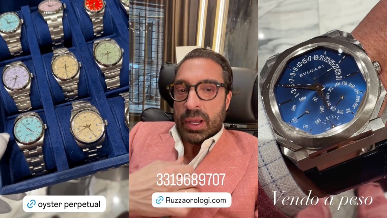 Lorenzo Ruzza è carico di orologi ma continuano ad arrivargliene ogni giorno