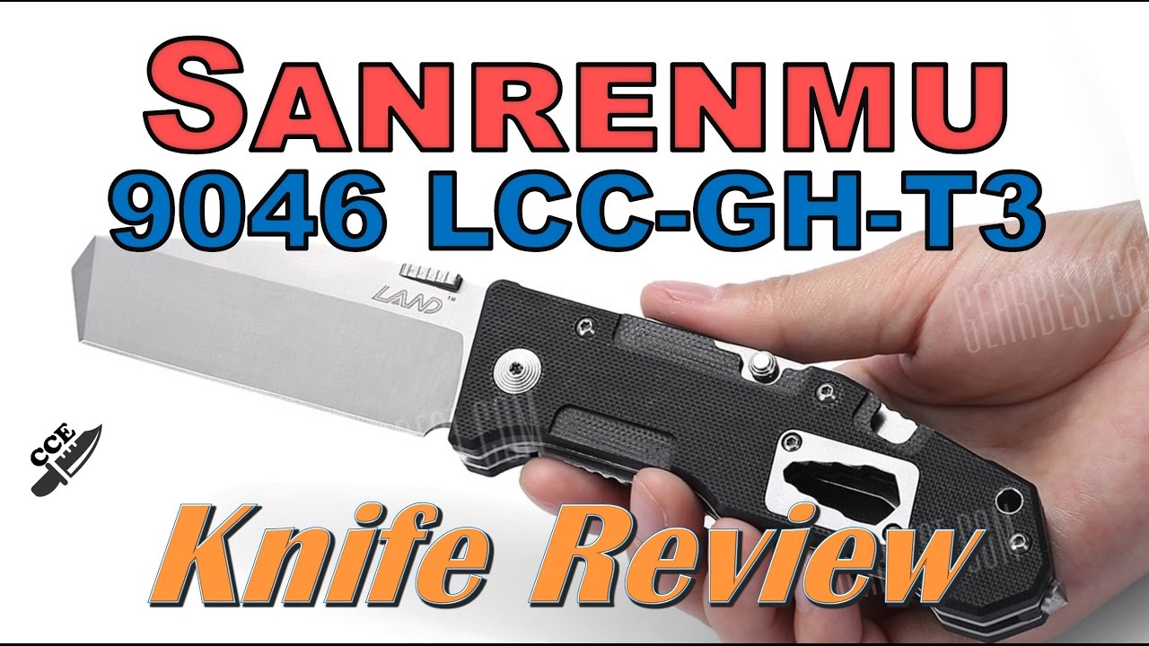 Review of the Sanrenmu 9046 LCC-GH-T3.  The Folding Chisel Grind Knife with Attitude!!