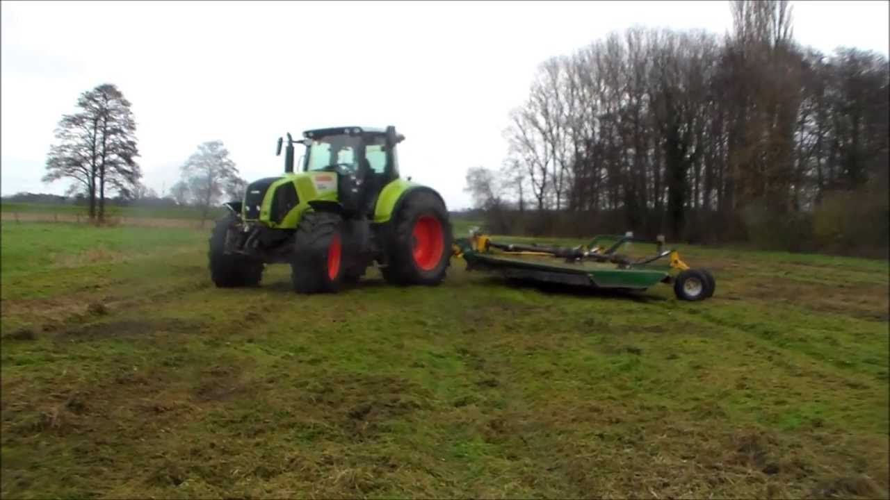 Claas Axion 840 mit 8 Meter Mulcher beim mulchen 2014
