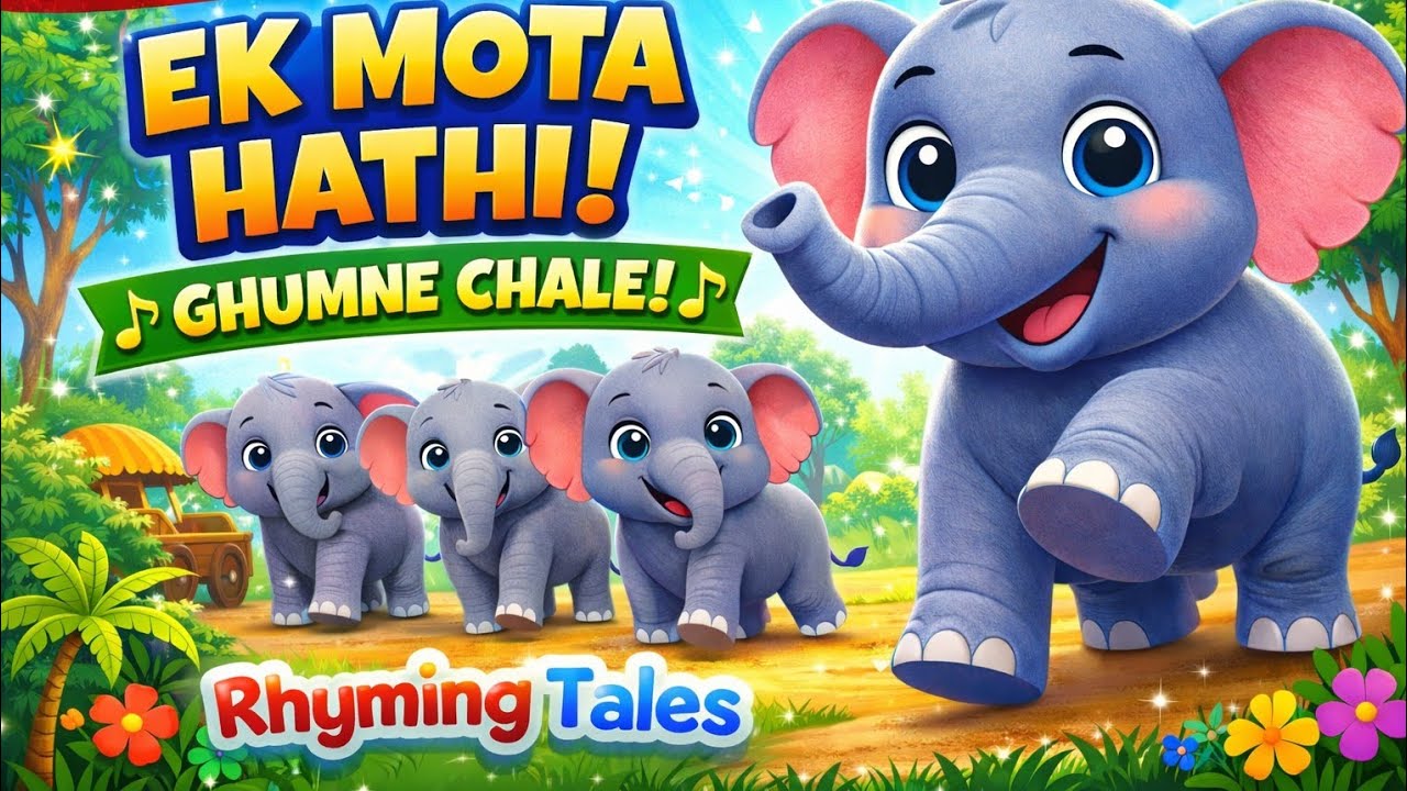 Ek Mota Hathi 🐘 | Animated Hindi Poem for Kids | Fun & Colorful Cartoon Rhyme | @RhymingTalesYT 