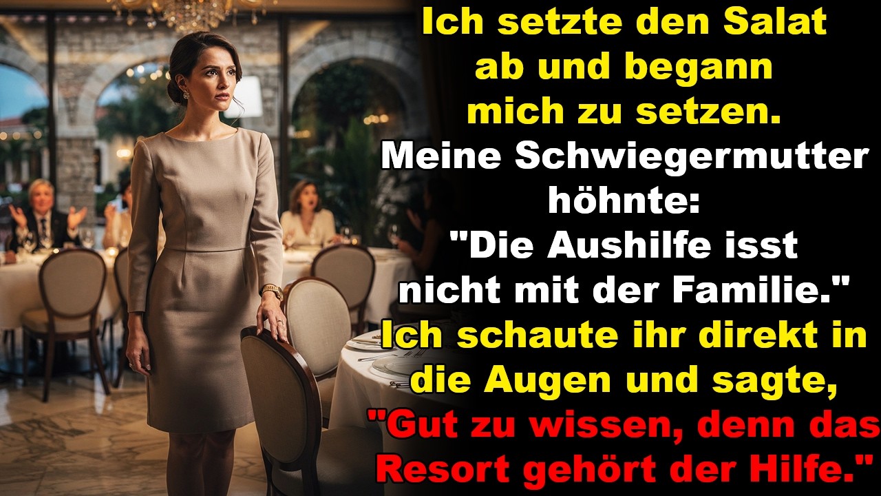 Ich setzte den Salat ab und begann mich zu setzen. Meine Schwiegermutter höhnte …