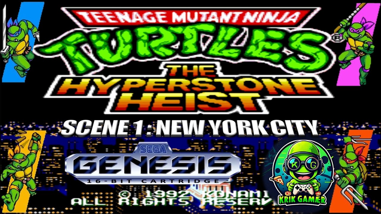 TMNT The Hyperstone Heist (SEGA Genesis) ESCENA 1– ¡Completando el juego con Leonardo! (1080p ~ 4K)