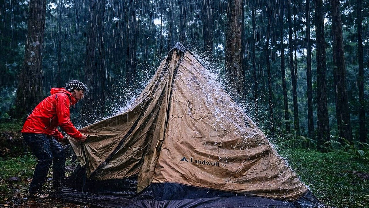A VIOLENT DOWNPOUR‼️CAMPING A LONE IN THE RAINFOREST, THE SOUND OF RAIN IN THE TENT