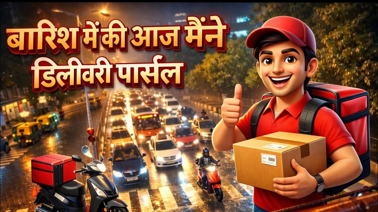 बारिश☔⚡में की आज मैंने डिलीवरी पार्सल|| barish me ke  Aaj Maine delivery parcel 📦 #delivery #rapido 