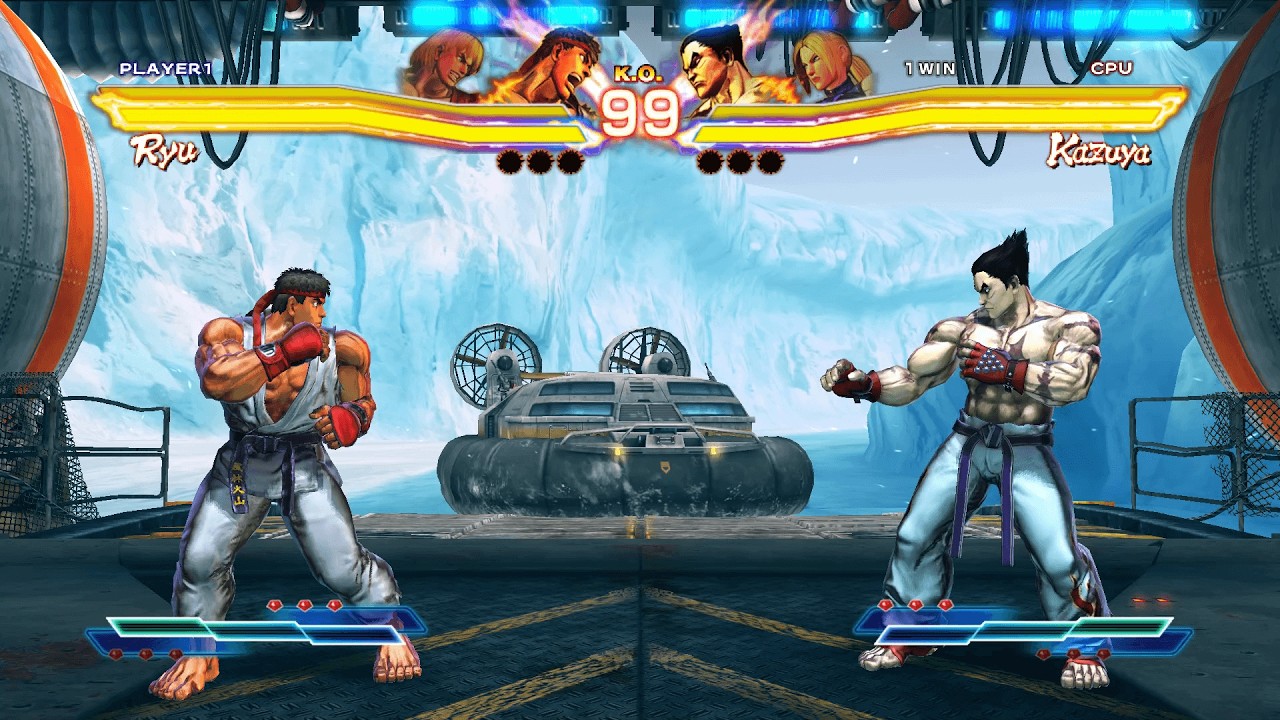 Ryu & Ken vs Kazuya & Nina (Hardest AI) - Street Fighter X Tekken.