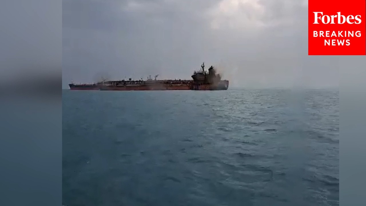 JUST IN: Raw Video Emerges Of Scorched Oil Tanker In Persian Gulf After Being Hit By Iranian Attack