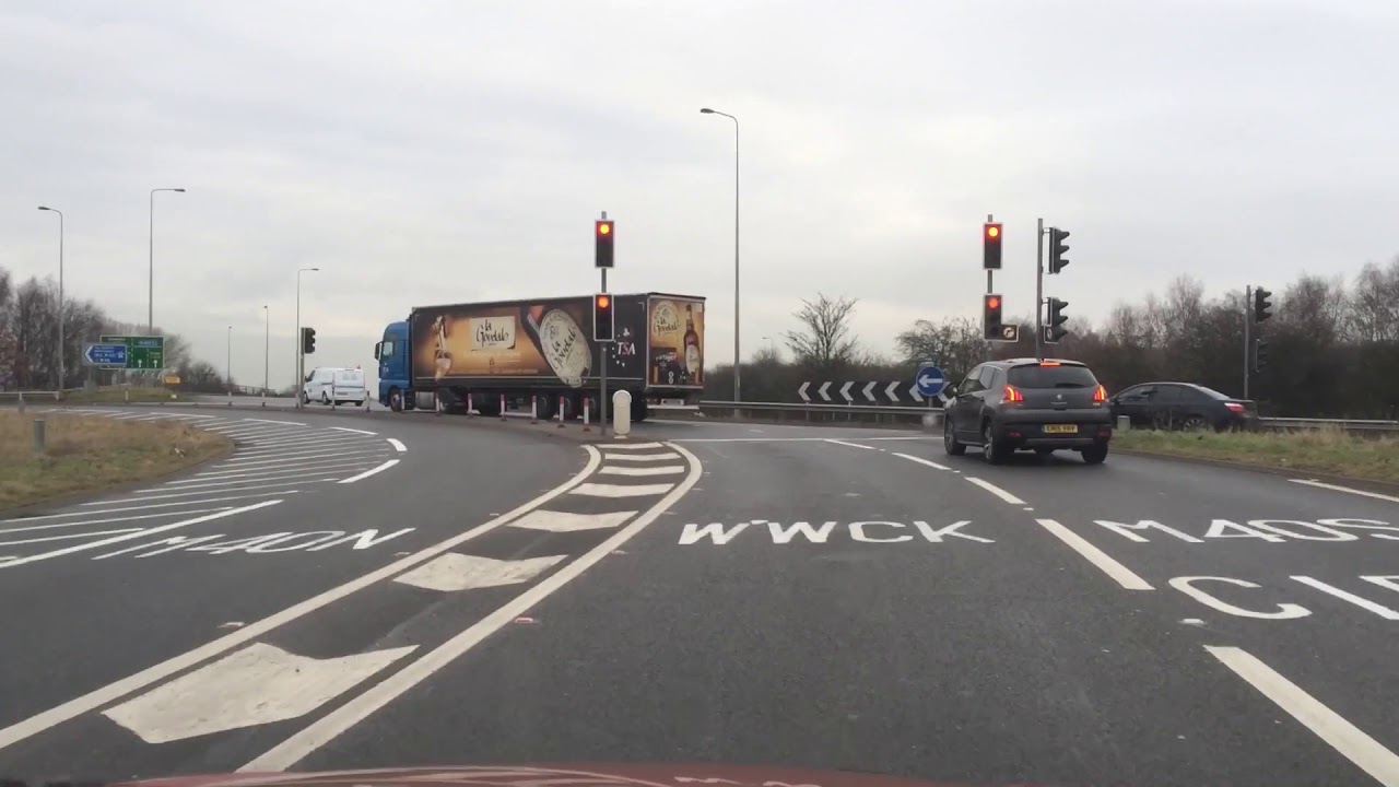 Heading towards Warwick through Longbridge roundabout approaching from the B4463