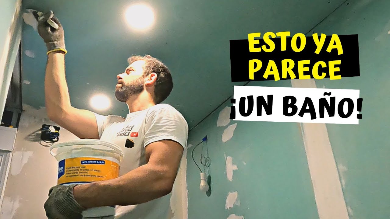Poner Pladur en el BAÑO 🛁 Aislado con LANA MINERAL y dar Pasta de JUNTAS 🪣 Casa Contenedor