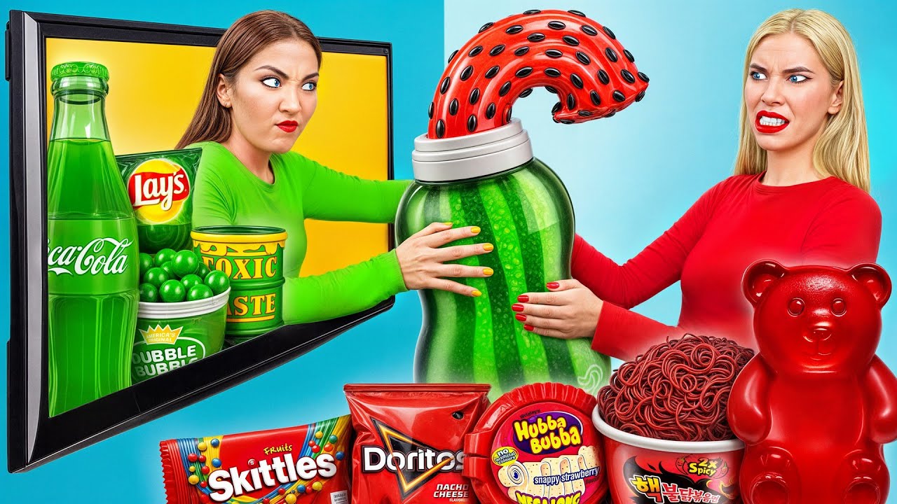 Czerwony Jedzenie vs Zielony Jedzenie Wyzwanie Multi DO Challenge