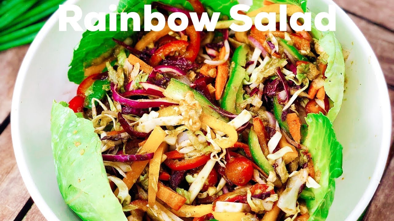 RAINBOW SALAD WITH CUCUMBER & DATES DRESSING | Healthy Rainbow Salad | Flavourful Food By Priya