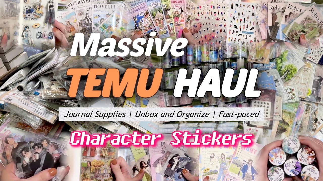 TEMU 테무 다꾸템 하울 3 ₩370,000 [1️⃣인물스티커 편 👩🏻&zwj;🦰🧑🏼&zwj;🦱] (Journal Supplies | Unbox and Organize | Fast-paced)