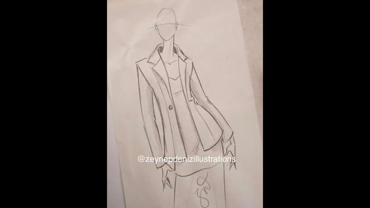 Fashion sketch tutorial by ZEYNEP DENIZ-drawing blazer jacket