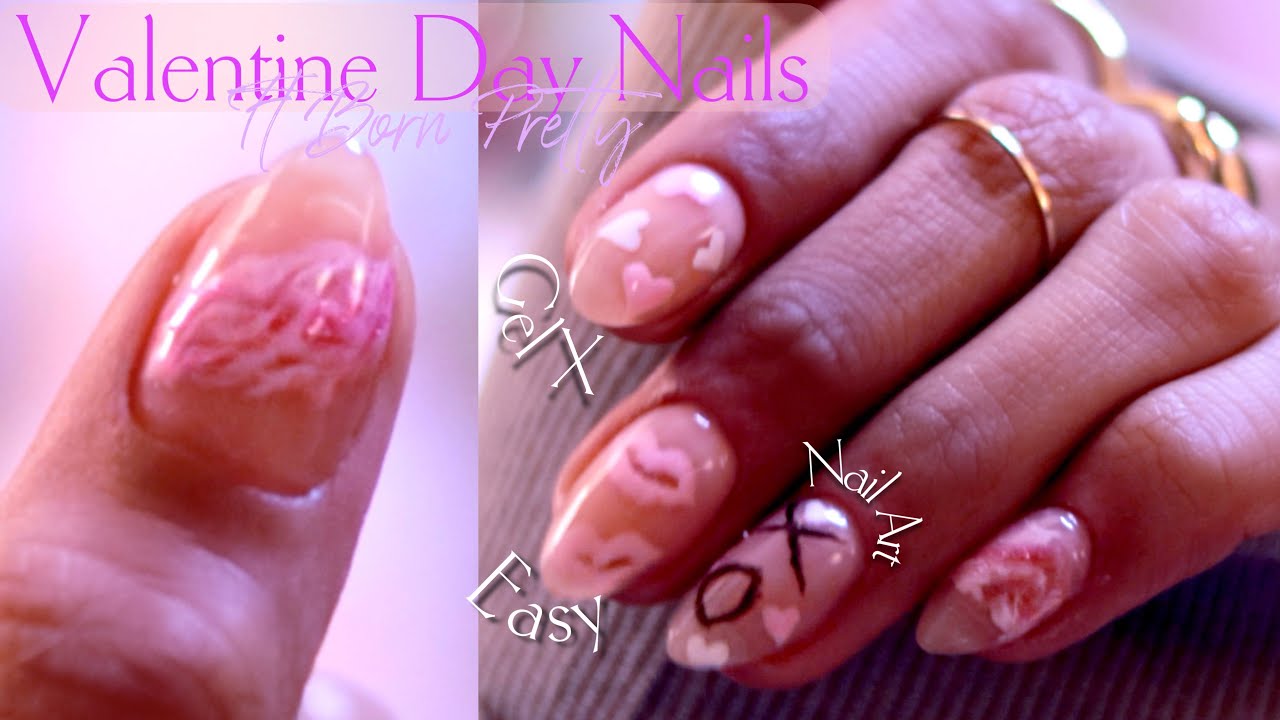 HOW TO DO GEL X NAILS AT HOME | VALENTINES DAY💕INSPIRED NAIL ART USING BORN PRETTY