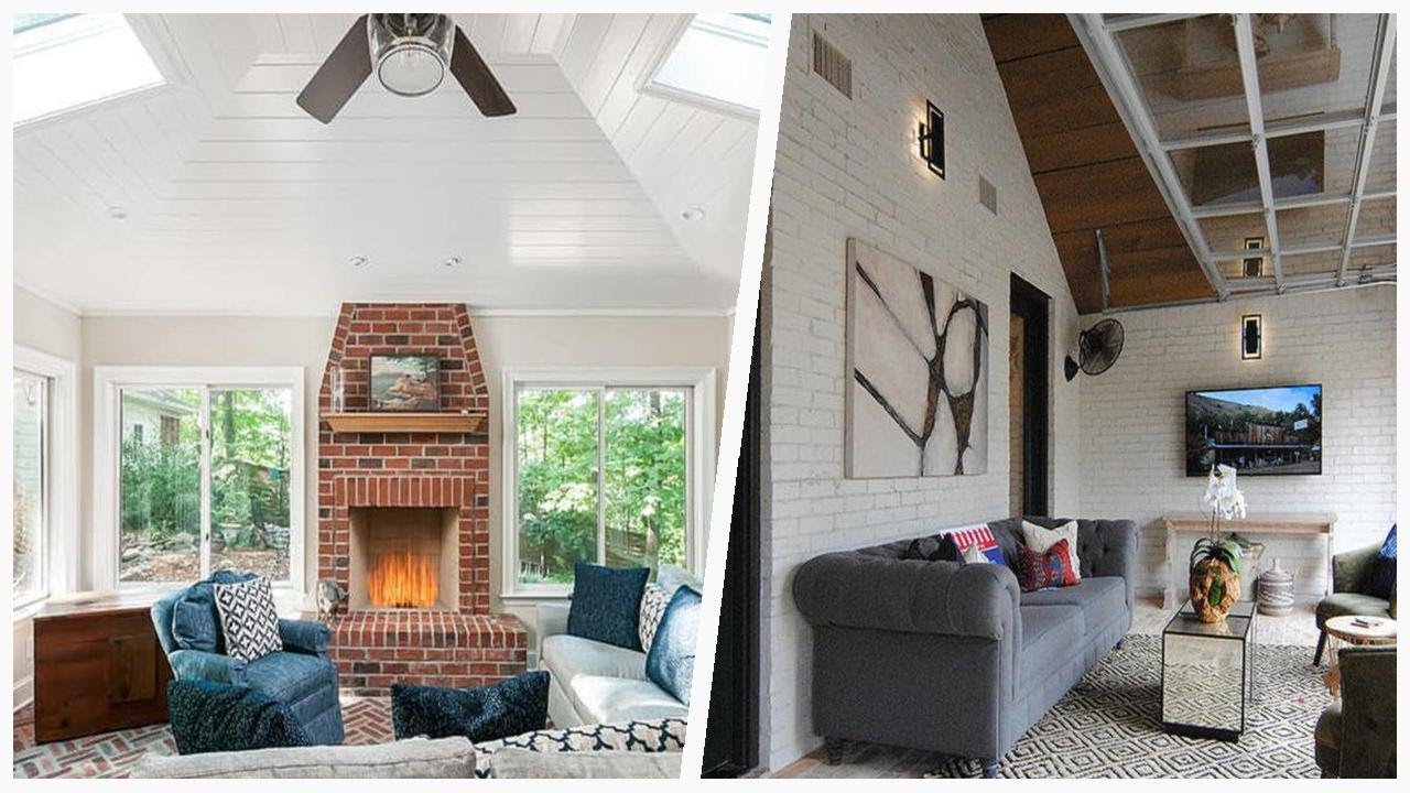 75 All Fireplaces Red Floor Sunroom Design Ideas You'll Love 🎀