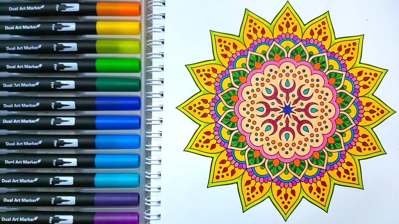 Mandala Coloring Book #28 | Relaxing Video ASMR  | One Hour of Meditation