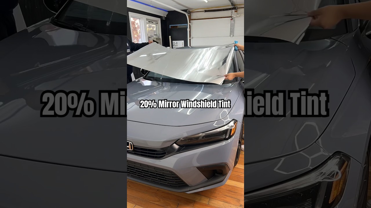 20% Mirror / Chrome Windshield Tint on a 2023 Honda Civic #Tint #windowtint