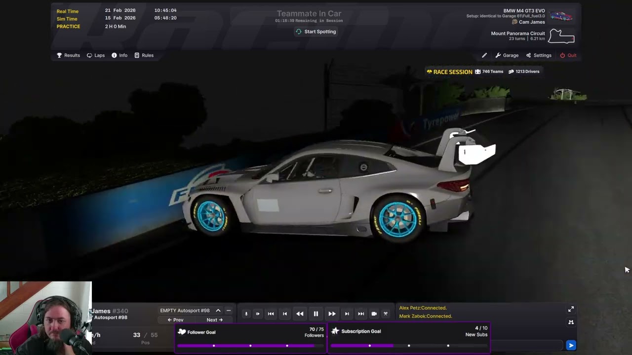iRacing Bathurst 12hour stream 21 February 2026