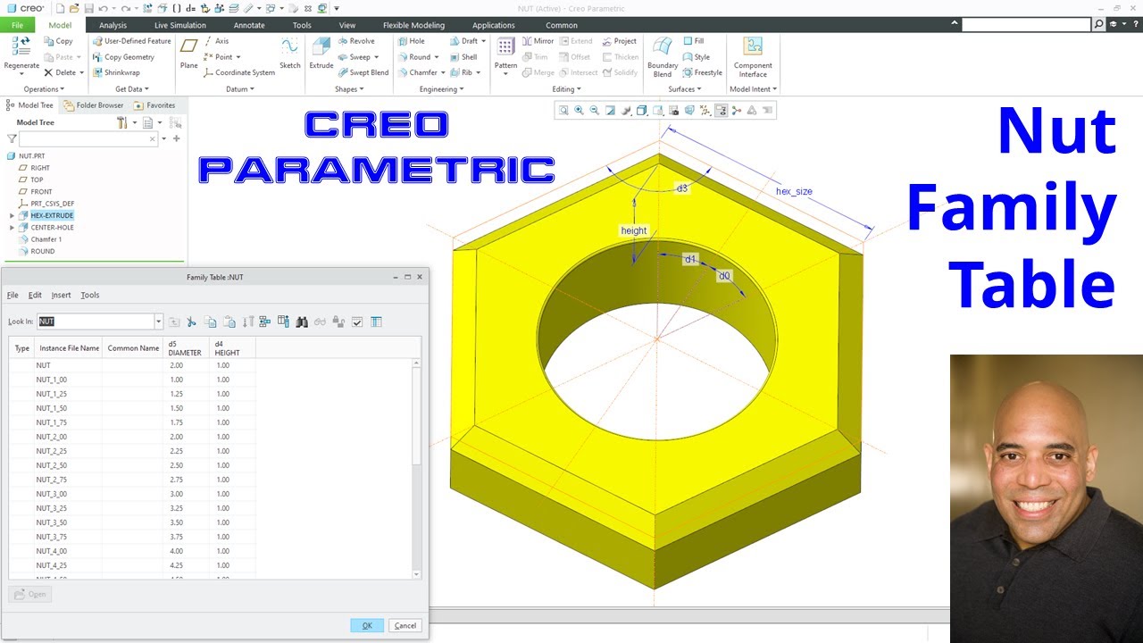 Creo Parametric - Part Family Table