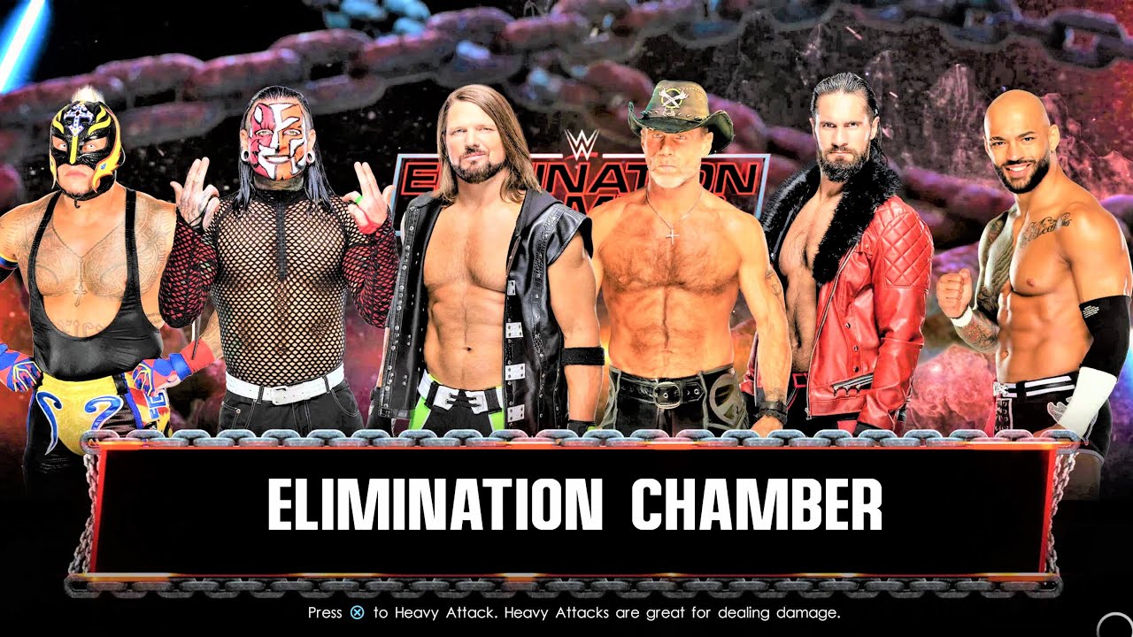 Рей Мистерио + Джефф Харди + Эй Джей Стайлз + HBK + Сет Роллинс + Ricochet Elimination Chamber WW...