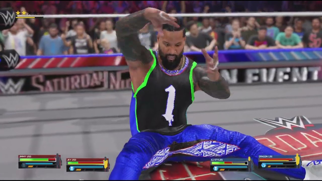 #WWE2K25 SNME:#ANDNEW THE USOS vs AJ STLYES/DRAGONLEE RAWWORLDTAGTEAMCHAMPION