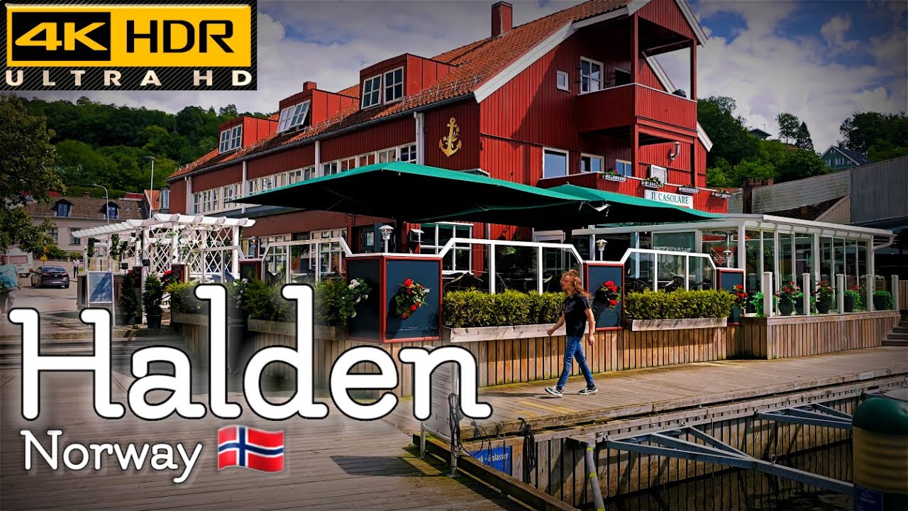 👣Walk with Me in Halden in Norway | City Center | 4K HDR | July 2024👣