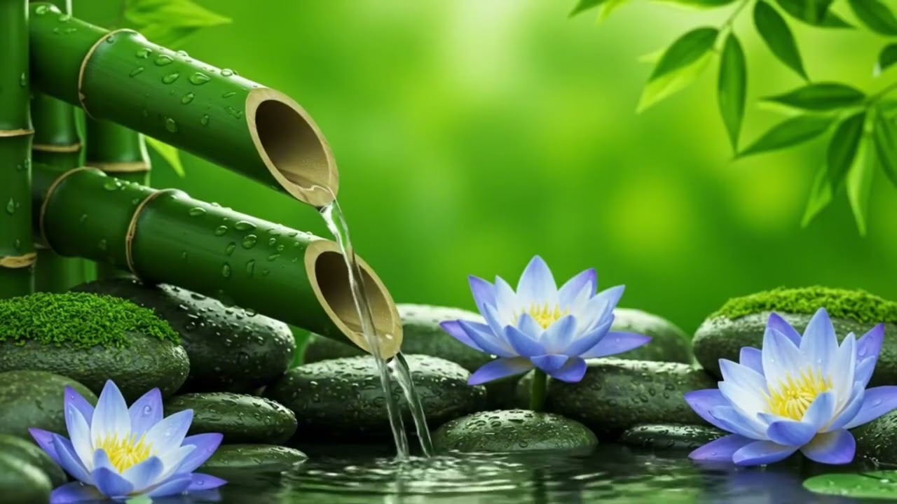 Healing Soundscapes for Deep Meditation & Stress Relief - Bamboo Water Fountain & Tranquil Piano