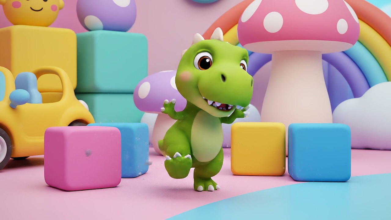 Three Little Toy Dinosaurs Stomp Stomp Stomp | Roaring Fun Kids Song & Dino Rhymes