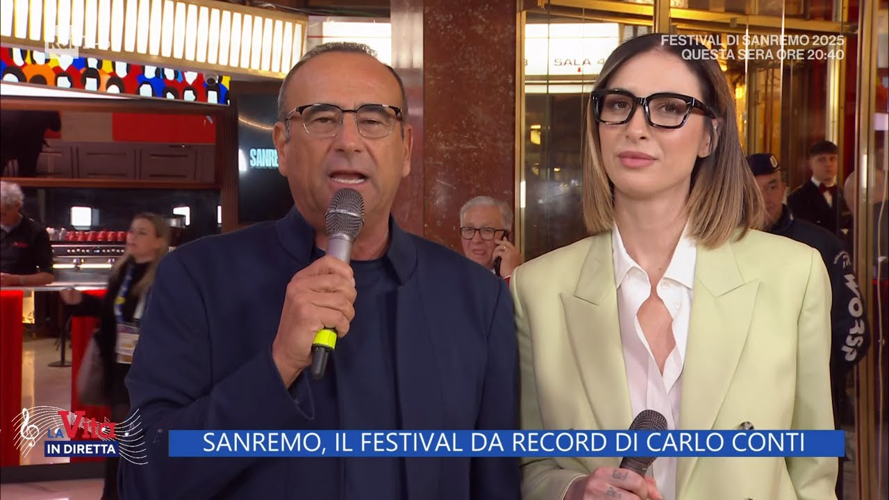Carlo Conti con Ema Stokholma - La vita in diretta - 14/02/2025