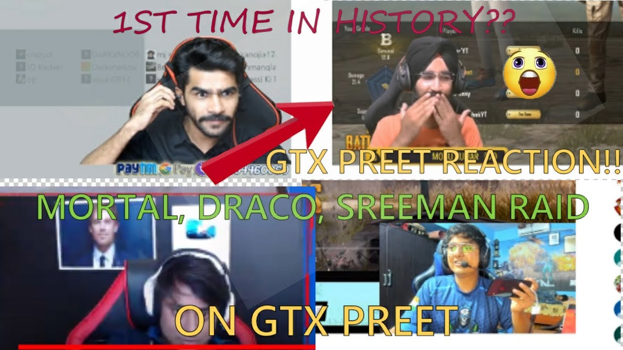 GTX PREET REACTION ON 1M SUBSCRIBERS | MORTAL, SHREEMAN LEGEND, DRACO GAMES & MYSTERIOUS YT RAID