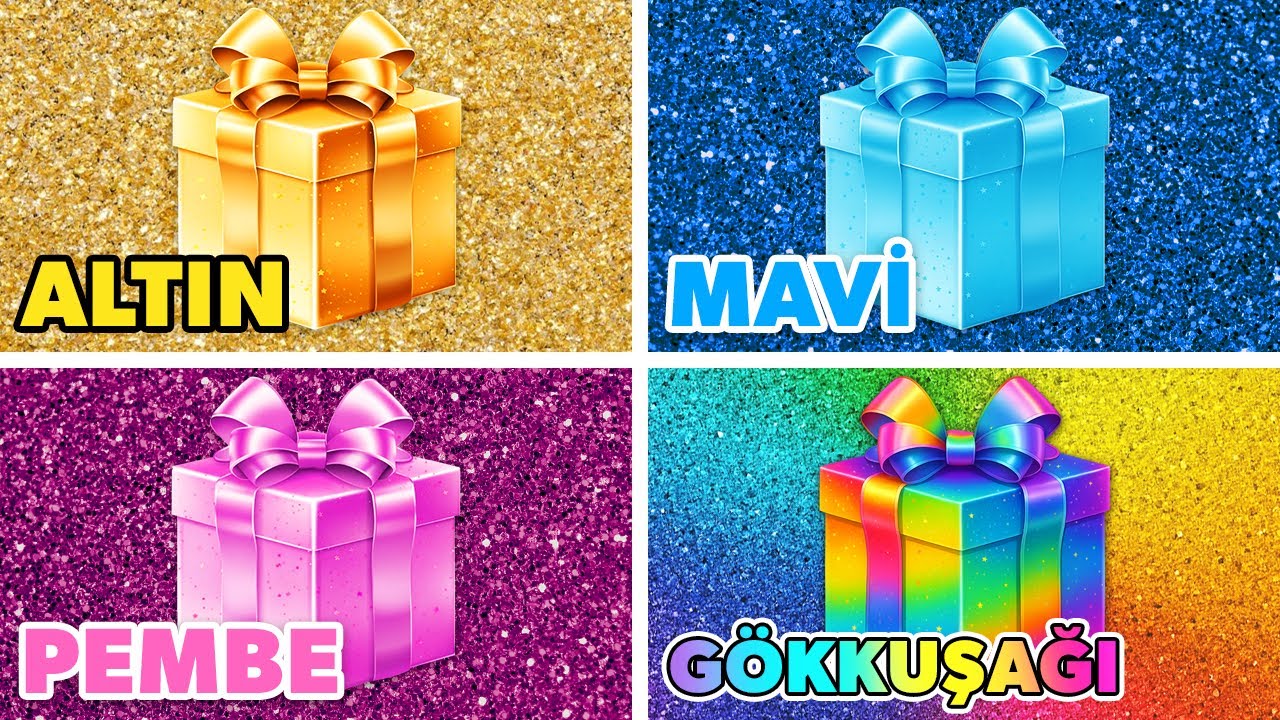 Hediyeni Se&ccedil;...! 🎁 Ne Kadar Şanslısın? 🌈💙🎀💛 Altın, Mavi, Pembe ya da G&ouml;kkuşağı?