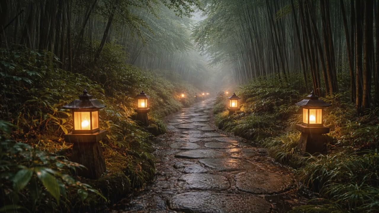 Soothing Rain Sounds 🌿 Japanese Bamboo Forest Path Ambience for Sleep & Relaxation